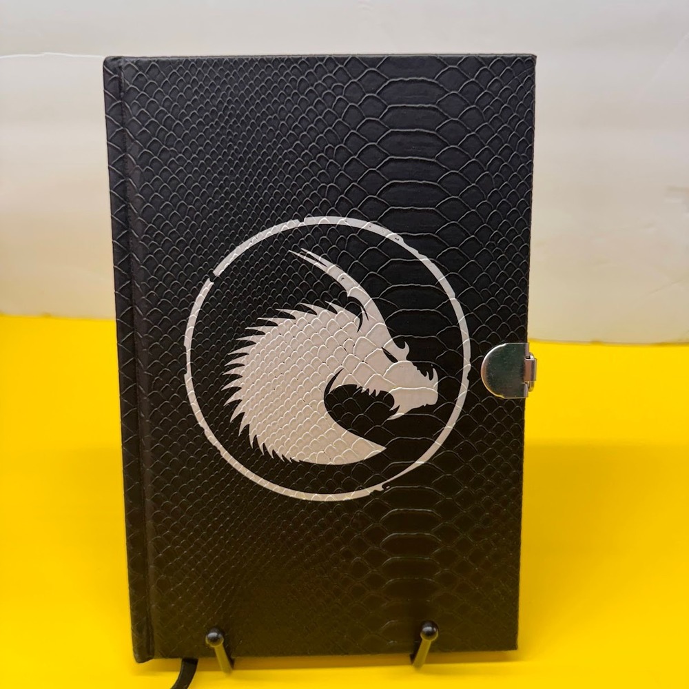 Black Faux Snakeskin Dragon Journal Silver Clasp Fantasy Hardcover Notebook